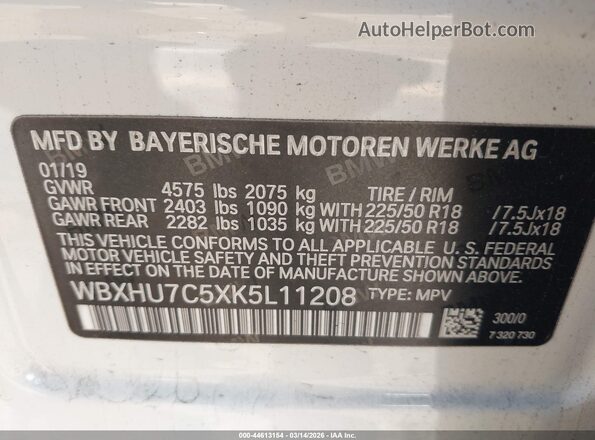 WBXHU7C5XK5L11208 2019 BMW X1 Белый Вид подкапотного пространства