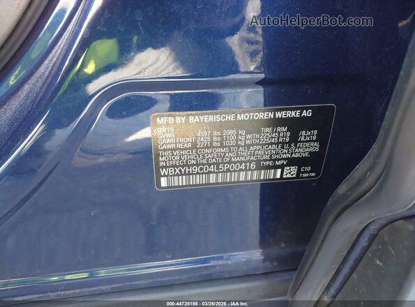 WBXYH9C04L5P00416 2020 BMW X2 Синий Вид подкапотного пространства