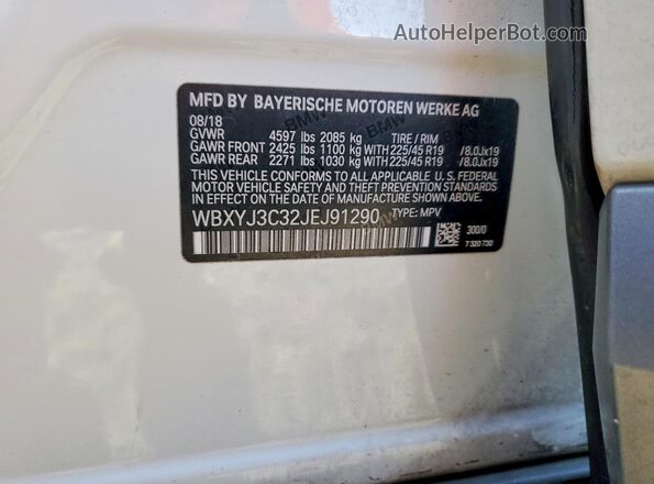 WBXYJ3C32JEJ91290 2018 BMW X2 Белый Вид подкапотного пространства