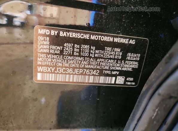 WBXYJ3C36JEP76342 2018 BMW X2 Черный Вид подкапотного пространства