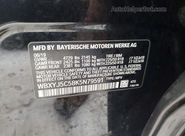 WBXYJ5C58K5N79591 2019 BMW X2 Black Vista interior de 360 grados