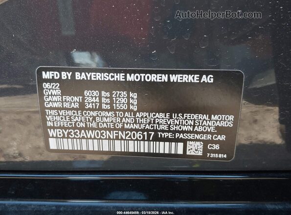WBY33AW03NFN20617 2022 BMW I4 Серый Вид подкапотного пространства
