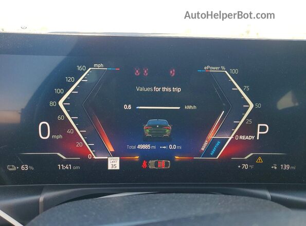 WBY33AW06NFN19865 2022 BMW I4 Зеленый Вид щитка приборов