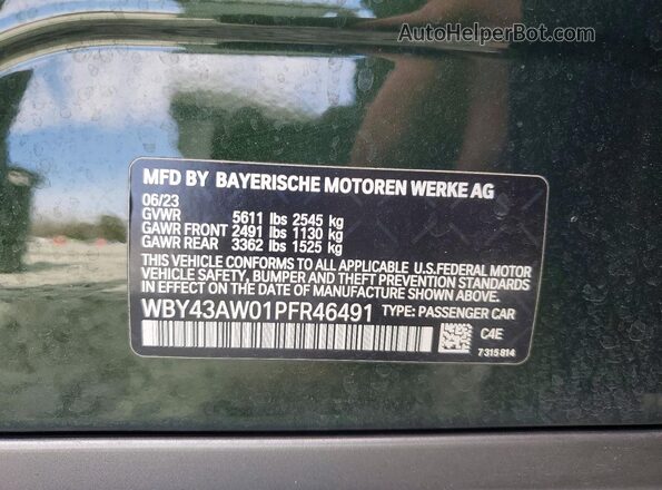 WBY43AW01PFR46491 2023 BMW I4 Зеленый Вид подкапотного пространства
