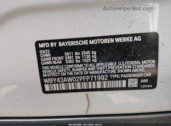 WBY43AW02PFP71992 2023 BMW I4 White Engine compartment view