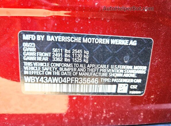 WBY43AW04PFR35646 2023 BMW I4 Бордовый Вид подкапотного пространства