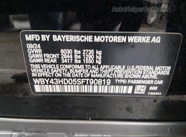WBY43HD05SFT90819 2025 BMW I4 Черный Вид подкапотного пространства