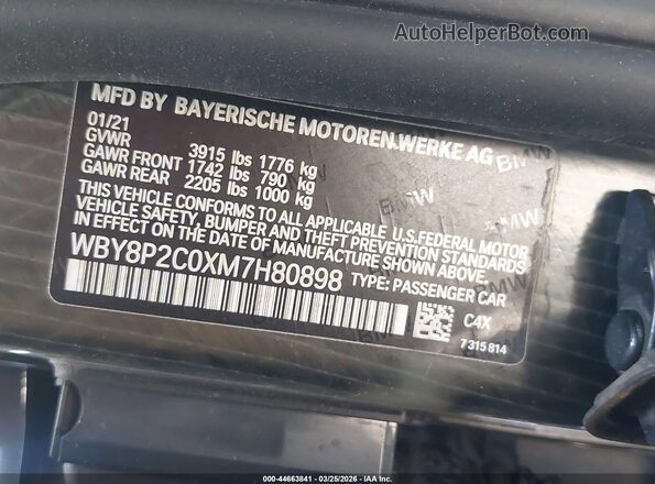 WBY8P2C0XM7H80898 2021 BMW OTHER Gray Vista del compartimento del motor