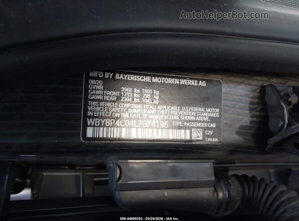WBY8P4C04L7G74196 2020 BMW OTHER Серый Вид подкапотного пространства