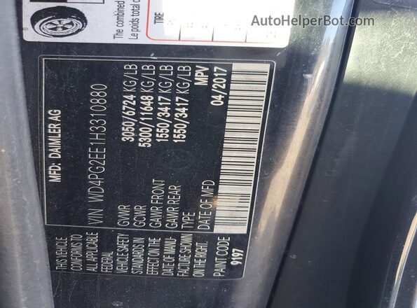 WD4PG2EE1H3310880 2017 MERCEDES-BENZ METRIS Black VIN კოდის სტიკერის ხედი