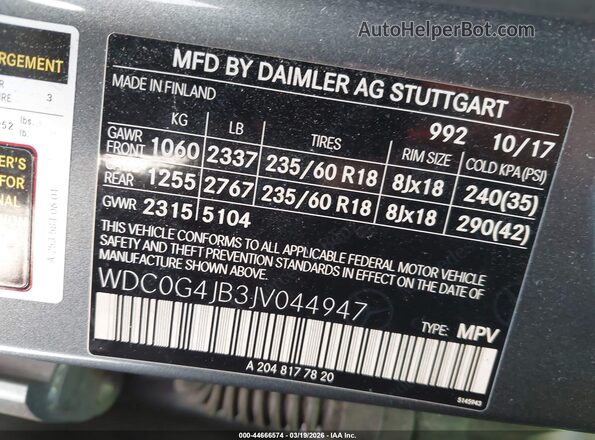WDC0G4JB3JV044947 2018 MERCEDES-BENZ GLC 300 Серый Вид подкапотного пространства