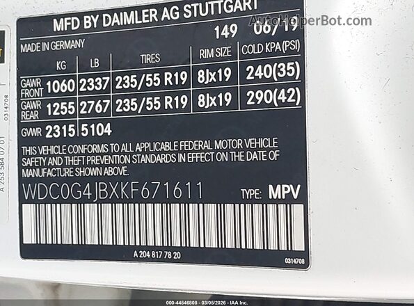 WDC0G4JBXKF671611 2019 MERCEDES-BENZ GLC 300 Белый Вид подкапотного пространства
