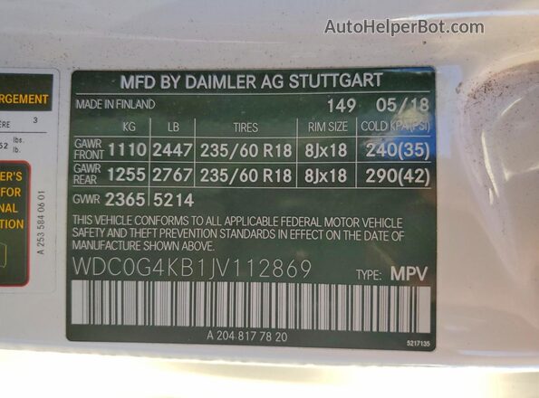 WDC0G4KB1JV112869 2018 MERCEDES-BENZ GLC-CLASS Белый Вид подкапотного пространства