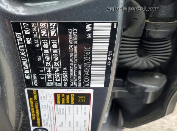 WDC0G4KB2JV035610 2018 MERCEDES-BENZ GLC-CLASS Серый Вид наклейки с VIN-кодом