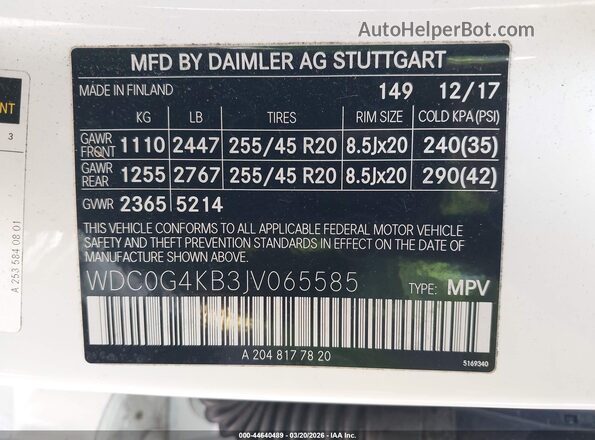 WDC0G4KB3JV065585 2018 MERCEDES-BENZ GLC 300 Белый Вид подкапотного пространства