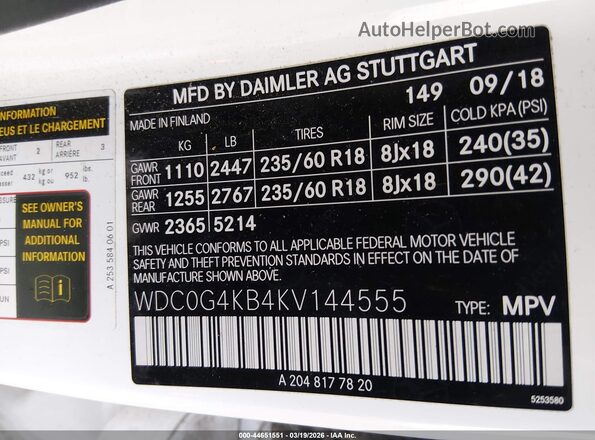 WDC0G4KB4KV144555 2019 MERCEDES-BENZ GLC 300 Белый Вид подкапотного пространства