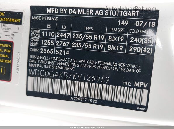 WDC0G4KB7KV126969 2019 MERCEDES-BENZ GLC 300 White Engine compartment view