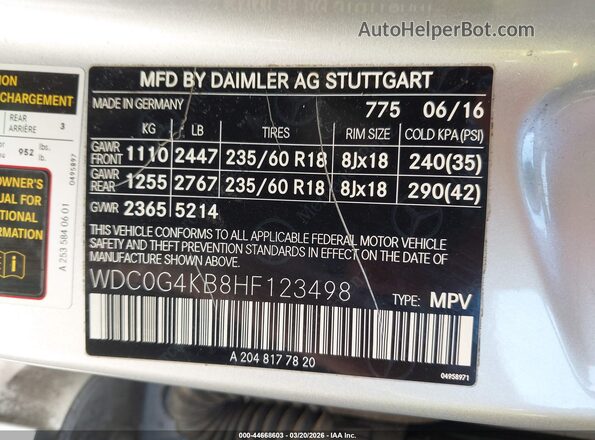 WDC0G4KB8HF123498 2017 MERCEDES-BENZ GLC 300 Серебряный Вид подкапотного пространства