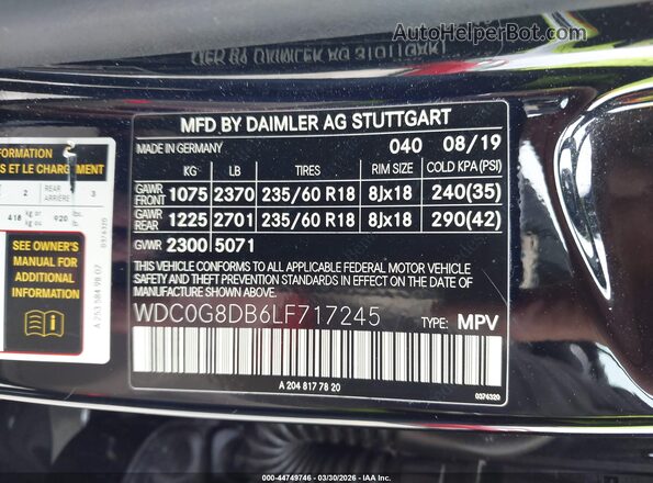 WDC0G8DB6LF717245 2020 MERCEDES-BENZ GLC 300 Черный Вид подкапотного пространства