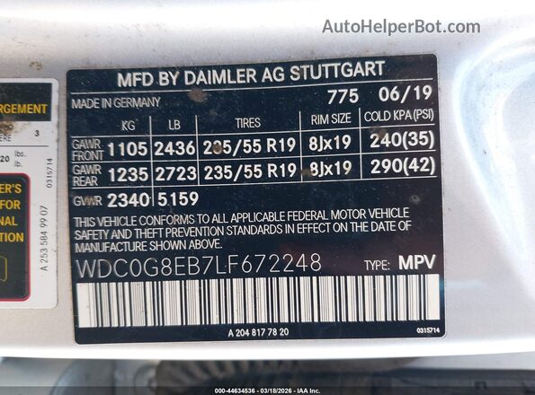 WDC0G8EB7LF672248 2020 MERCEDES-BENZ GLC 300 Silver Շարժիչի բաժամունքի տեսք