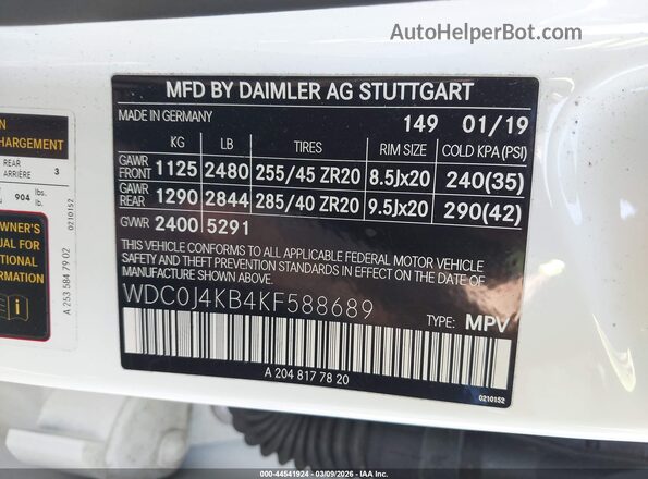WDC0J4KB4KF588689 2019 MERCEDES-BENZ GLC 300 COUPE Белый Вид подкапотного пространства
