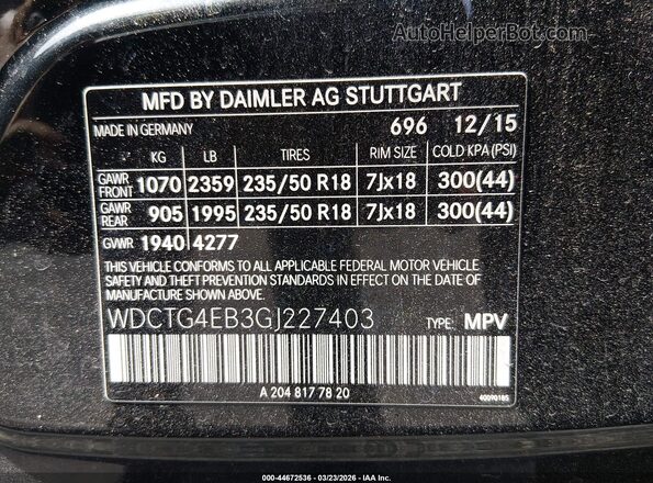 WDCTG4EB3GJ227403 2016 MERCEDES-BENZ GLA 250 Black Widok komory silnika