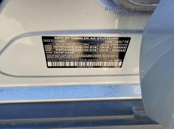 WDCTG4EB3KJ583696 2019 MERCEDES-BENZ GLA Gray Շարժիչի բաժամունքի տեսք