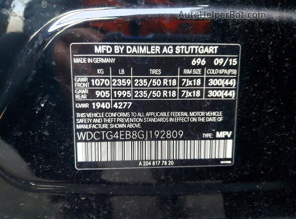 WDCTG4EB8GJ192809 2016 MERCEDES-BENZ GLA Black Widok komory silnika