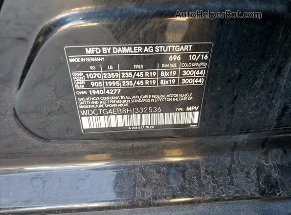 WDCTG4EB8HJ332536 2017 MERCEDES-BENZ GLA Black Widok komory silnika