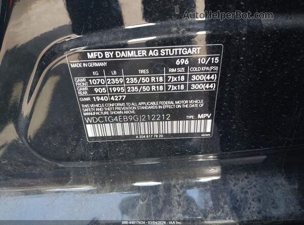WDCTG4EB9GJ212212 2016 MERCEDES-BENZ GLA 250 Black Вид підкапотного простору