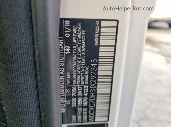WDCYC7DH3JX292345 2018 MERCEDES-BENZ G-CLASS White VIN կոդի պիտակի տեսք