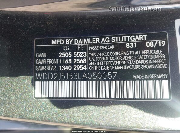WDD2J5JB3LA050057 2020 MERCEDES-BENZ CLS-CLASS Серый Вид подкапотного пространства