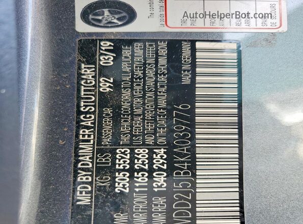 WDD2J5JB4KA039776 2019 MERCEDES-BENZ CLS-CLASS Gray Vista del compartimento del motor