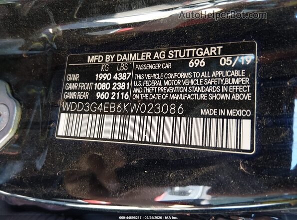 WDD3G4EB6KW023086 2019 MERCEDES-BENZ A 220 Black Widok komory silnika