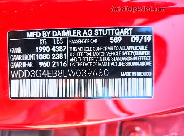WDD3G4EB8LW039680 2020 MERCEDES-BENZ A Черный Вид подкапотного пространства