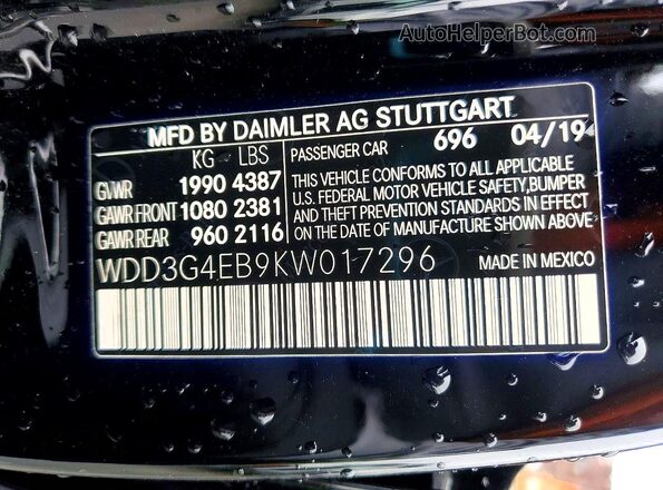 WDD3G4EB9KW017296 2019 MERCEDES-BENZ A Black Engine compartment view