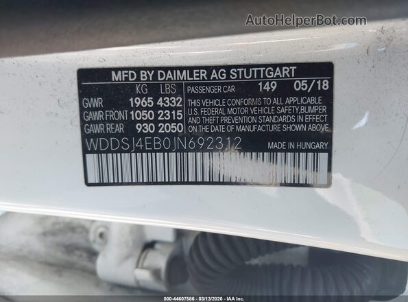 WDDSJ4EB0JN692312 2018 MERCEDES-BENZ CLA 250 Белый Вид подкапотного пространства