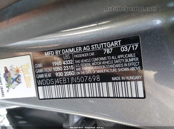 WDDSJ4EB1JN507698 2018 MERCEDES-BENZ CLA 250 Серый Вид подкапотного пространства