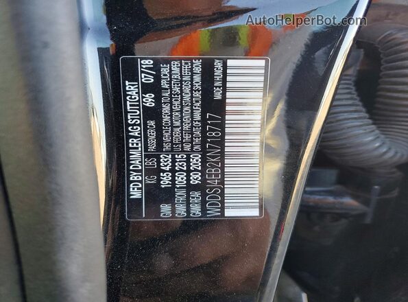 WDDSJ4EB2KN718717 2019 MERCEDES-BENZ CLA-CLASS Black Widok naklejki z numerem VIN