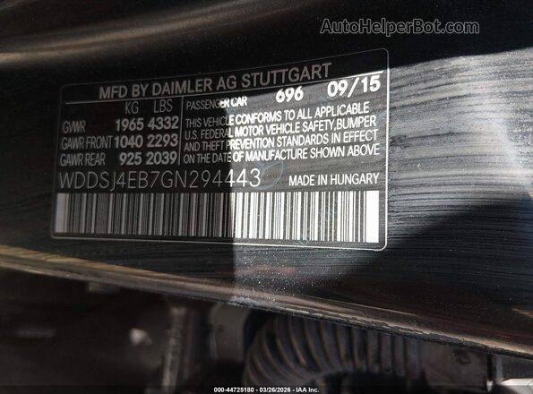 WDDSJ4EB7GN294443 2016 MERCEDES-BENZ CLA 250 Black Շարժիչի բաժամունքի տեսք