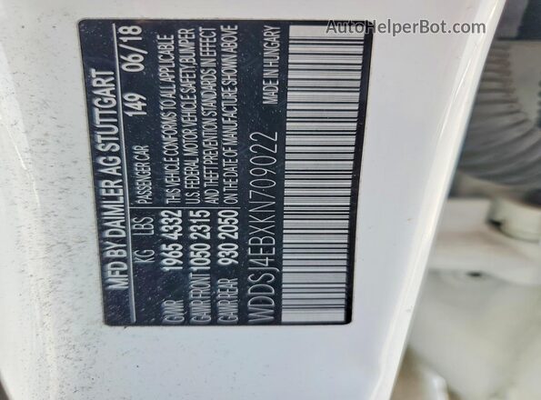 WDDSJ4EBXKN709022 2019 MERCEDES-BENZ CLA-CLASS Белый Вид подкапотного пространства