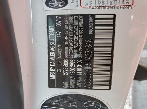 WDDUG7JB5HA334848 2017 MERCEDES-BENZ S Белый Вид подкапотного пространства
