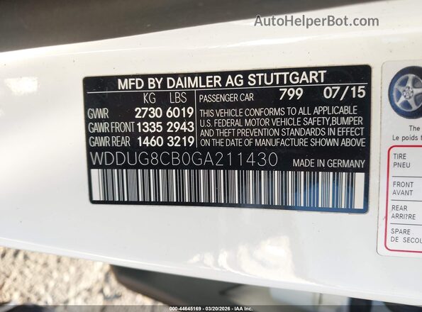 WDDUG8CB0GA211430 2016 MERCEDES-BENZ S-CLASS Белый Вид подкапотного пространства
