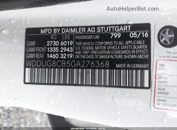 WDDUG8CB5GA276368 2016 MERCEDES-BENZ S-CLASS Белый Вид подкапотного пространства