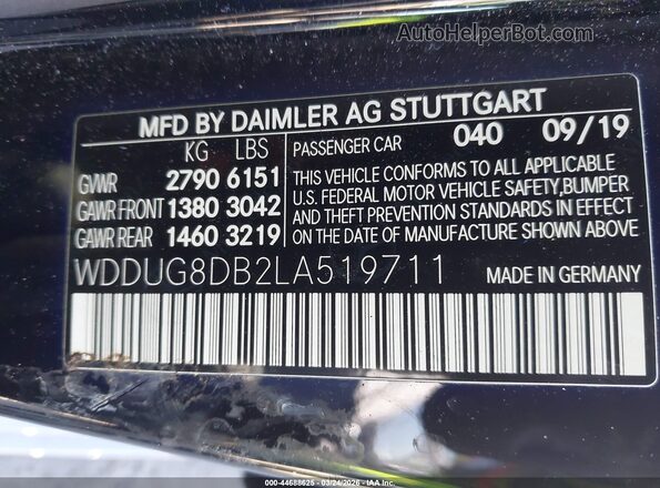 WDDUG8DB2LA519711 2020 MERCEDES-BENZ S-CLASS Черный Вид подкапотного пространства