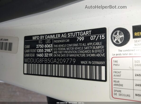 WDDUG8FB5GA209779 2016 MERCEDES-BENZ S-CLASS Белый Вид подкапотного пространства