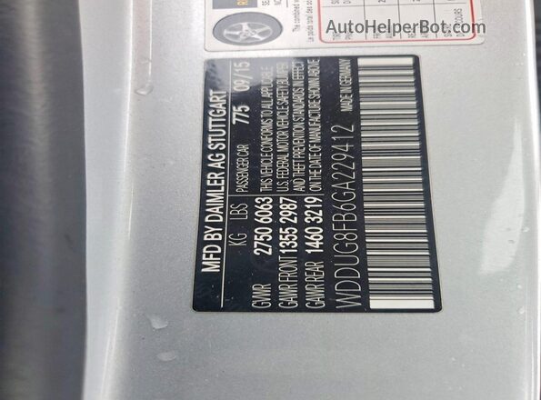 WDDUG8FB6GA229412 2016 MERCEDES-BENZ S Серебряный Вид подкапотного пространства