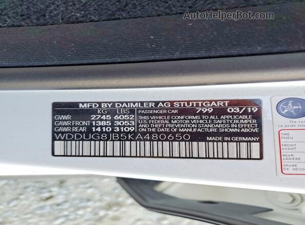 WDDUG8JB5KA480650 2019 MERCEDES-BENZ S White Вид підкапотного простору