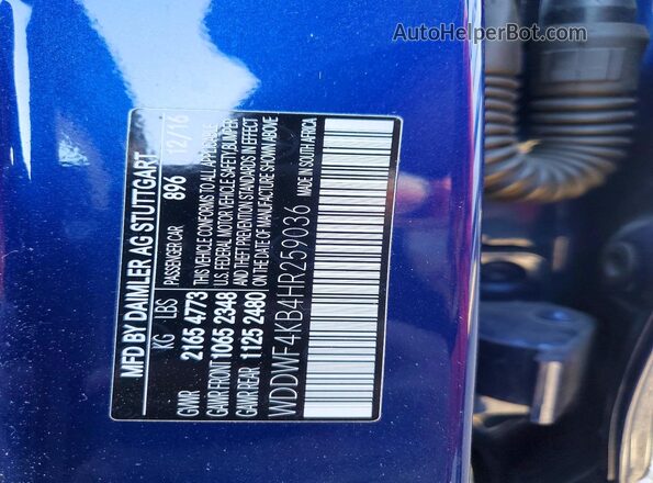 WDDWF4KB4HR259036 2017 MERCEDES-BENZ C Blue Widok komory silnika