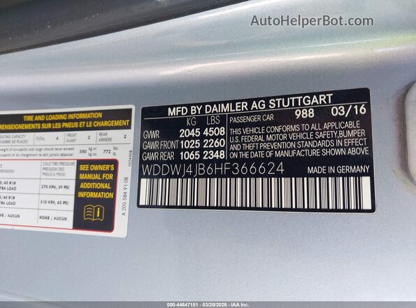 WDDWJ4JB6HF366624 2017 MERCEDES-BENZ C-CLASS Light Blue Вид подкапотного пространства